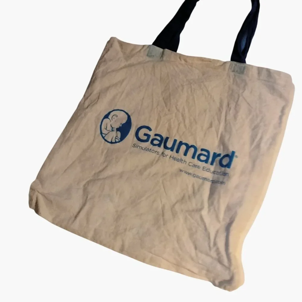 Gaumard Canvas Tote Bag  Beige Blue Fetus Logo